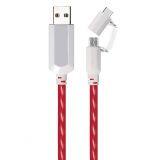 2 in 1 EL Visible Type-C to Micro USB Flowing Flat Cable LDF005 thumbnail-1
