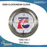 Neon Light Wall Clock With Chromed Shell thumbnail-2