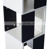 3-Tier Rotating Bookshelf Black and White MDF Wood Bookcase Wooden Cube Organizer thumbnail-5