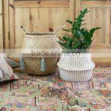 Handmade Home Decor Zigzag Belly Seagrass Basket thumbnail-3