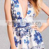 Sexy Blue v Neck Women Halter Romper thumbnail-4