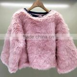 2016 High Quality Faux Fox Fur Pink Coat Women Winter Jacket