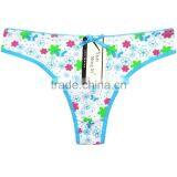 Flower Printing Underwear Breathable Cotton T-back Sexy Thong thumbnail-3
