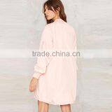 HAODUOYI Women Trench Coat Printed Pink Pockrts Zipper Loose Long Sleeve Coat Elegant Lady Coat thumbnail-4