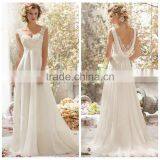White See Through Corset Lace Bodice v Neck Ladies Wedding Dress thumbnail-1