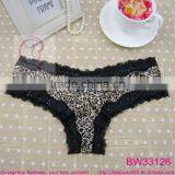 Hot Sex Wild Leopard Pattern Underwear With Black Lace Trim for Sale thumbnail-1