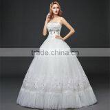 Sexy Bandeau Lace Beaded Cream Crepe Ruffles Weding Dress Pleated Corset Bodice Luxury Bridal Dress thumbnail-6
