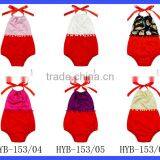 Wholesale Toddler Unisex Boutique Clothing Yellow And Red Halter Infant Newborn Baby Romper Blank Bodysuit thumbnail-5