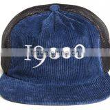 Custom Corduroy Blank Cap Navy Corduroy Flat Brim Snapback Trucker Cap thumbnail-2