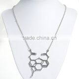New Fashion Silver Tone Long Link Cable Chain Molecule Chemistry Science Sweater Necklace thumbnail-3