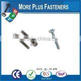 Taiwan M3 M12 M3-0.5 x 10mm DIN 965 Phillips Drive Flat Head Grade A2 Stainless Steel Machine Screw With Double Lock Washer thumbnail-1