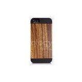 Custom Zebra Wood Mobile Phone Back Cases / Cell Phone Protective Shell With PC Base