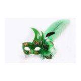 Christmas Venetian Green Face Feather Masquerade Masks For Women thumbnail-1