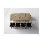 10 / 100BASE Receiver Filter 4-Port RJ45 Connector with Transformer and EMI Fingers Tab Down