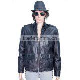 BIKER LEATHER JACKET WITH FOUR FLAP CHEST POCKET thumbnail-3