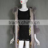 Winter New Product the Newest Style Gray Genuine Shearing Jacket Chashmere Parka Coat With Fur Collar for Women thumbnail-6