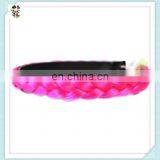 Girls Twist Braided Plait Hoop Fluorescent Pink Synthetic Hair Headband HPC-0154 thumbnail-1