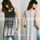 Round Neck Ladies Print Sleeveless t Shirt, Double Slit Tops thumbnail-1