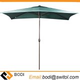 Rectangular Market Outdoor Table Patio Umbrella with Push Button Tilt and Crank Dark Green