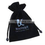 Custom Black Luxury Suede Jewelry Pouch Good Quality Jewelry Bag With Pullers Printed Brand Logo