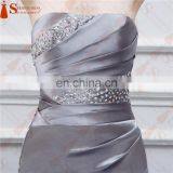Silver Gray Bridesmaid Dresses Long Silk Satin Mermaid Shining Crystals Beaded Cheap Brides Maid Of Honor Real Photos Free Ship thumbnail-5