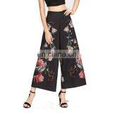 Wholesale Botanical Print Zip Side Wide Leg Pants For Women thumbnail-4