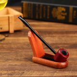 145mm Length short wooden resin Long tobacco pipe with mini red round head and thin tube for smoking