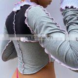 2020 Wholesale Fashion Shirts Sexy Knit Women Long Sleeve Turtleneck Crop Top thumbnail-4