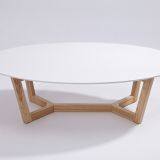 Reed White Round Wood Coffee Table