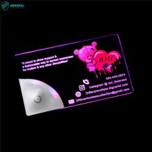Customized Logo LED Flashing Acrylic Name Card Best Quality 7 Colors Lighted