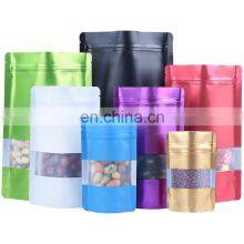 Custom Packaging Resealable Matte Aluminum Foil Stand Up Pouch Plastic Ziplock With Window Colorful Mylar Bags for Cookie Candy