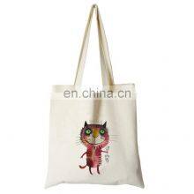 Custom Print White Canvas Tote Cute Cat Women Shopping Handbag thumbnail-2