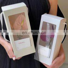 Custom Logo Cardboard Gift Sliding Box Drawer Paper Box With Clear Window for Flower Packaging thumbnail-2