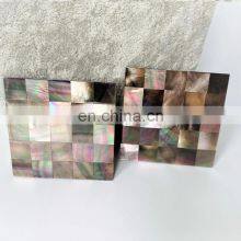 Natural Mother of Pearl Black Mosaic Decorative Coaster Custom Design Drink Cup Coaster Set For Table Decor Wholesale thumbnail-4