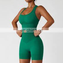 Seamless Sexy Special Texture Sports Bras Factory Sale Fitness Wide Straps Yoga Tops thumbnail-3