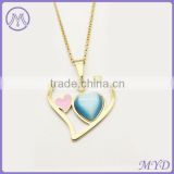 Gold plated Valentine's Day double heart stainless steel pendant