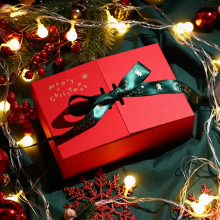 Ribbon High-end Christmas Gift Box Factory Can Customize Size Carton Red Black Ribbon thumbnail-3