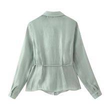 New Style Women's Clothing: Classic Butterfly Knot Embellished Shiny Effect Blouse thumbnail-2