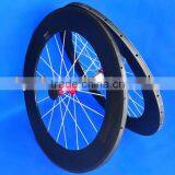 Full Carbon 700C Road Bike Bicycle Tubular Wheelset 88mm White Spokes Red Hubs FLX-WS-TW08