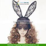 Halloween Costume Party Rabbit Bunny Ears Headband With Lace Eye Mask thumbnail-2