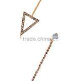 Vogue Chic Asymmetric Mismatched Rhinestone Gold Dangle Hanging Earrings thumbnail-3