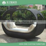 luxury vessel shape wicker rattan outdoor lounge set daybed with removable canopy