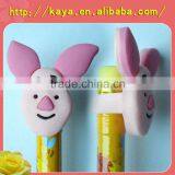 Promotional pvc cartoon clip for a pencil, plastic stationary crafts