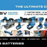 10PC CORDLESS POWER TOOL KIT 18 VOLT 3 X Li-Ion BATTERIES thumbnail-2