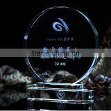 Simple Design Round Engraved Crystal Trophy