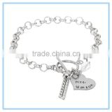 Special design Ruler & Heart Name Stainless Steel Bracelet