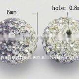 Shamballa Beads, Grade A Rhinestone Beads, Polymer Clay, Round, Multicolor, About 6mm, Hole: 0.8mm(RB-Q076-1) thumbnail-1