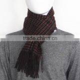 Double Face Checked and Solid Color Wool Scarf thumbnail-3