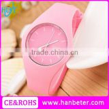 Round face promotion items japan movement geneva silicone jelly watches with changeable straps