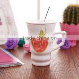 Creative Hot-selling Customized Slim Waist Ceramic Tea Mug With Lid and Spoon thumbnail-3